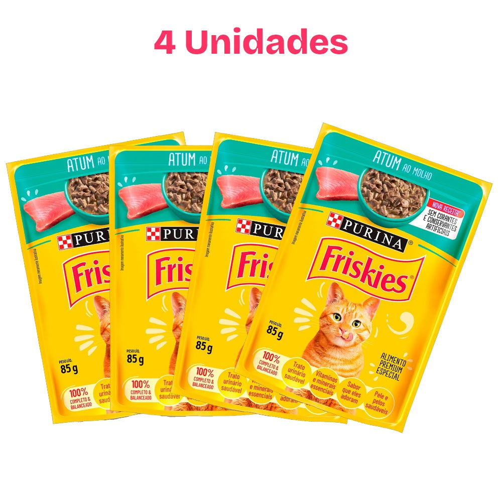 Combo 4 Sachês para Gatos Friskies Atum ao Molho 85g