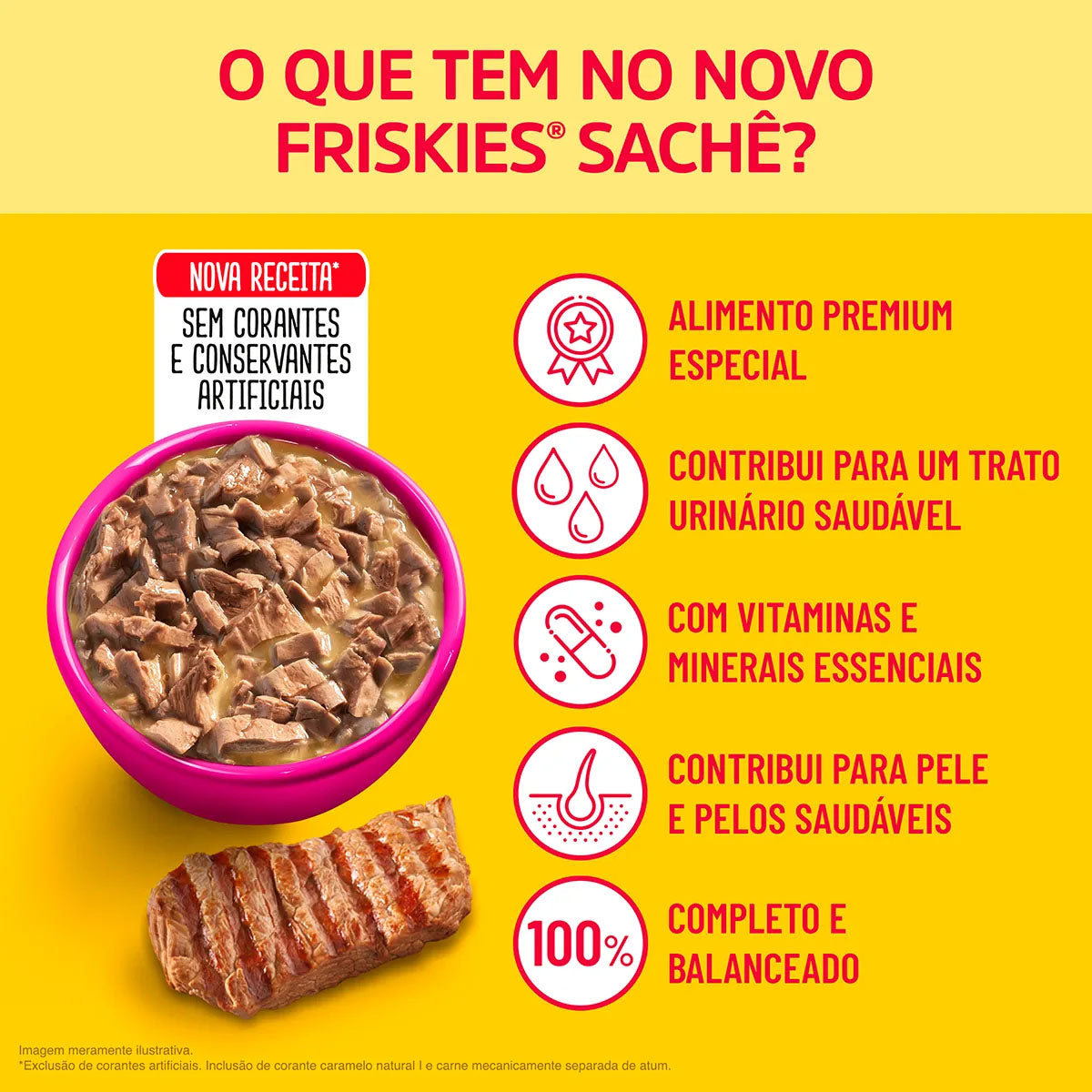 Combo 4 Sachês para Gatos Friskies Carne ao Molho 85g