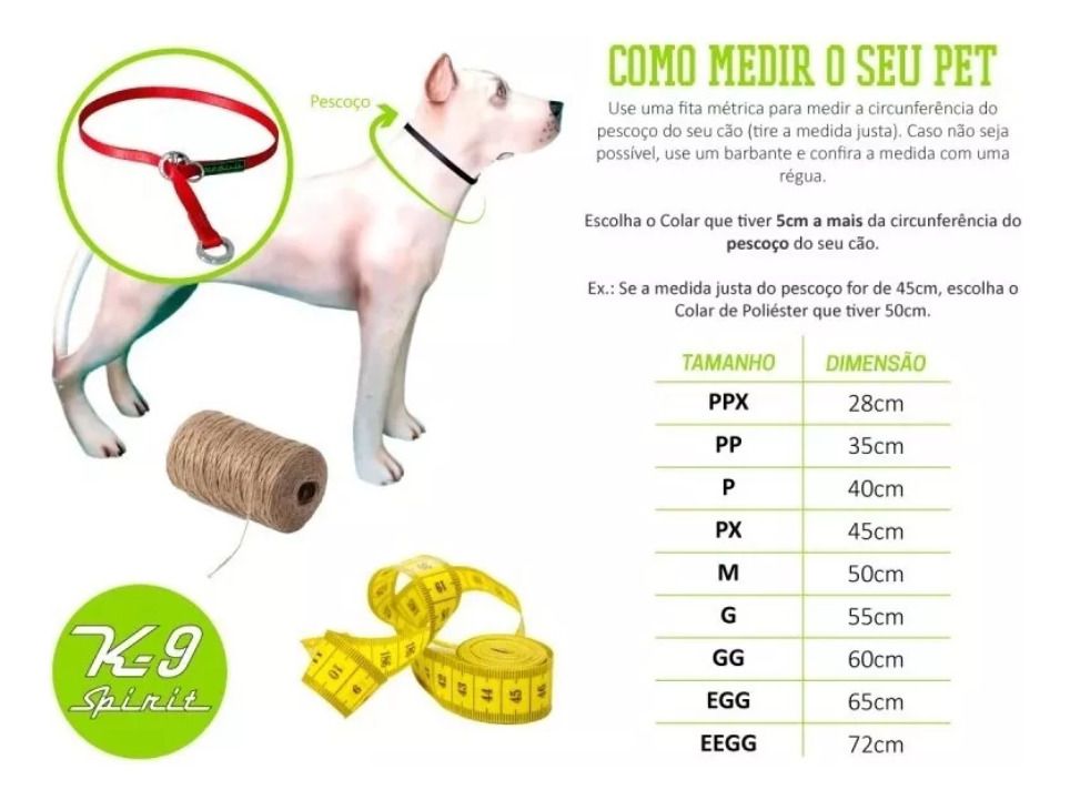K9 Spirit Colar de Poliéster Prime Para Cães Vermelho M 50cm