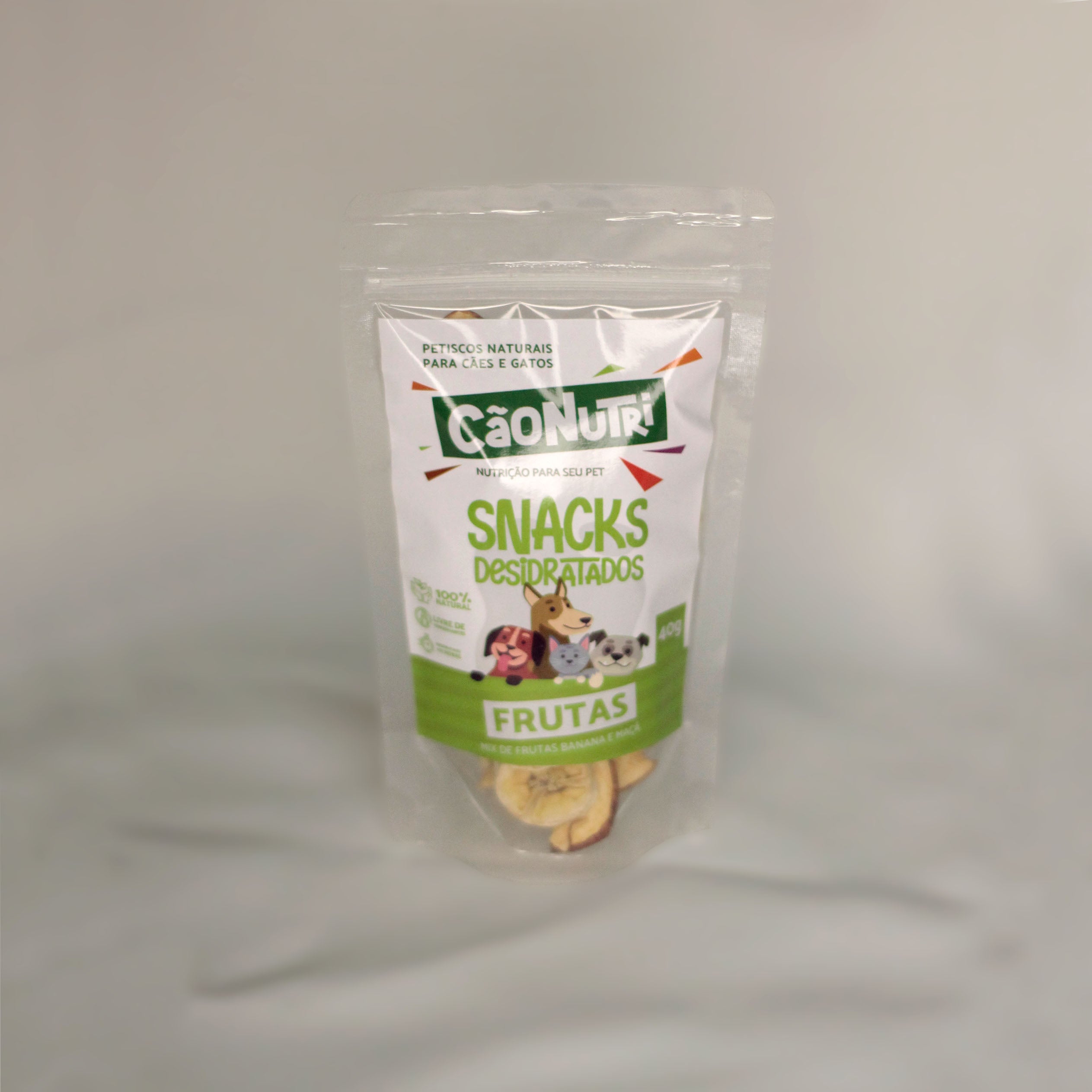 Petisco Natural Cão Nutri Desidratados Mix de Frutas Banana e Maçã 40g