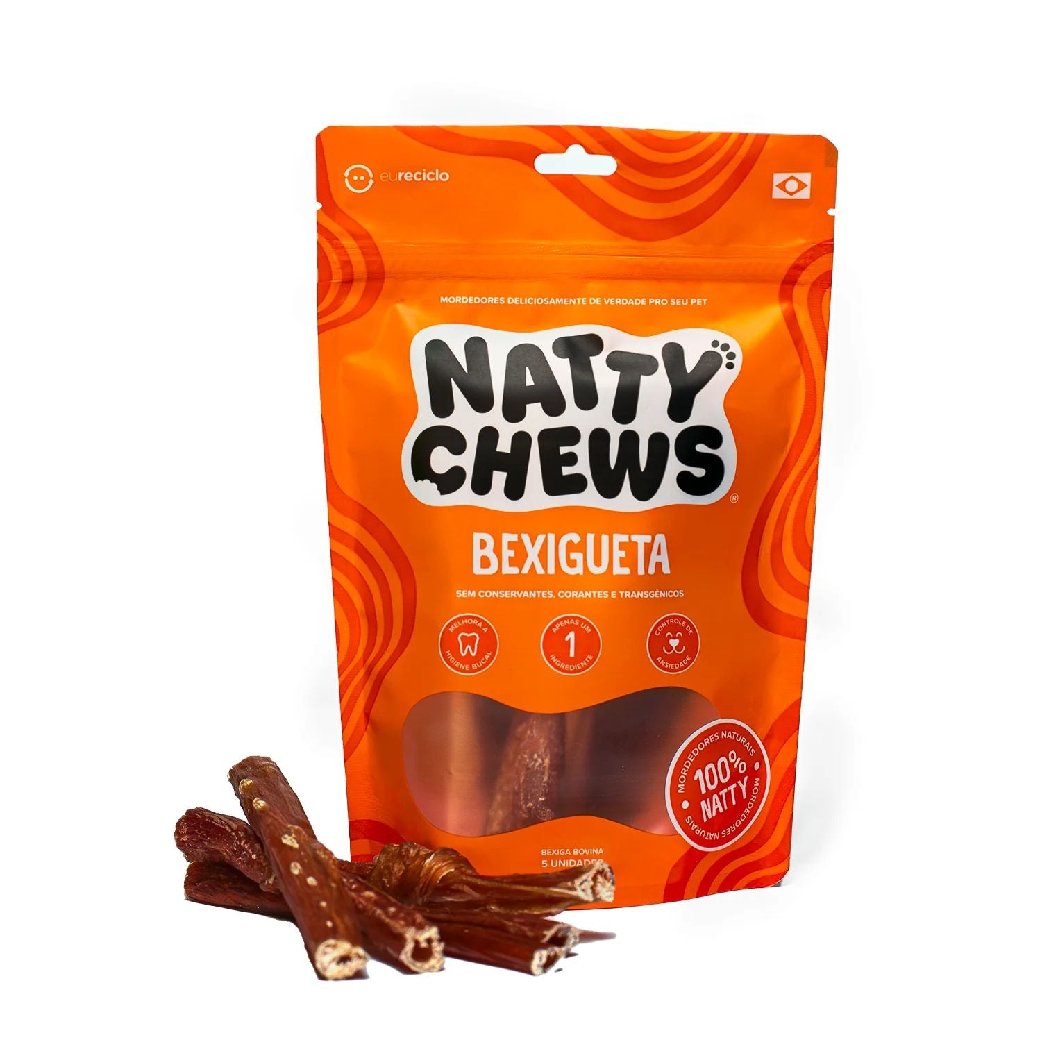 Petisco Bexigueta Natty Chews Bexiga Bovina Desidratada 5 unidades