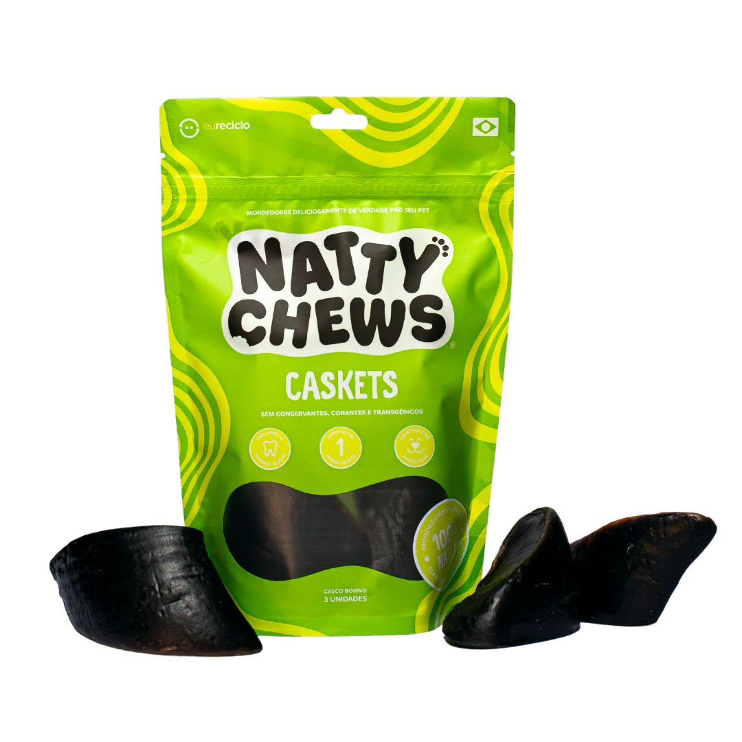 Petisco Caskets Natty Chews Casco Bovino Desidratado 3 unidades