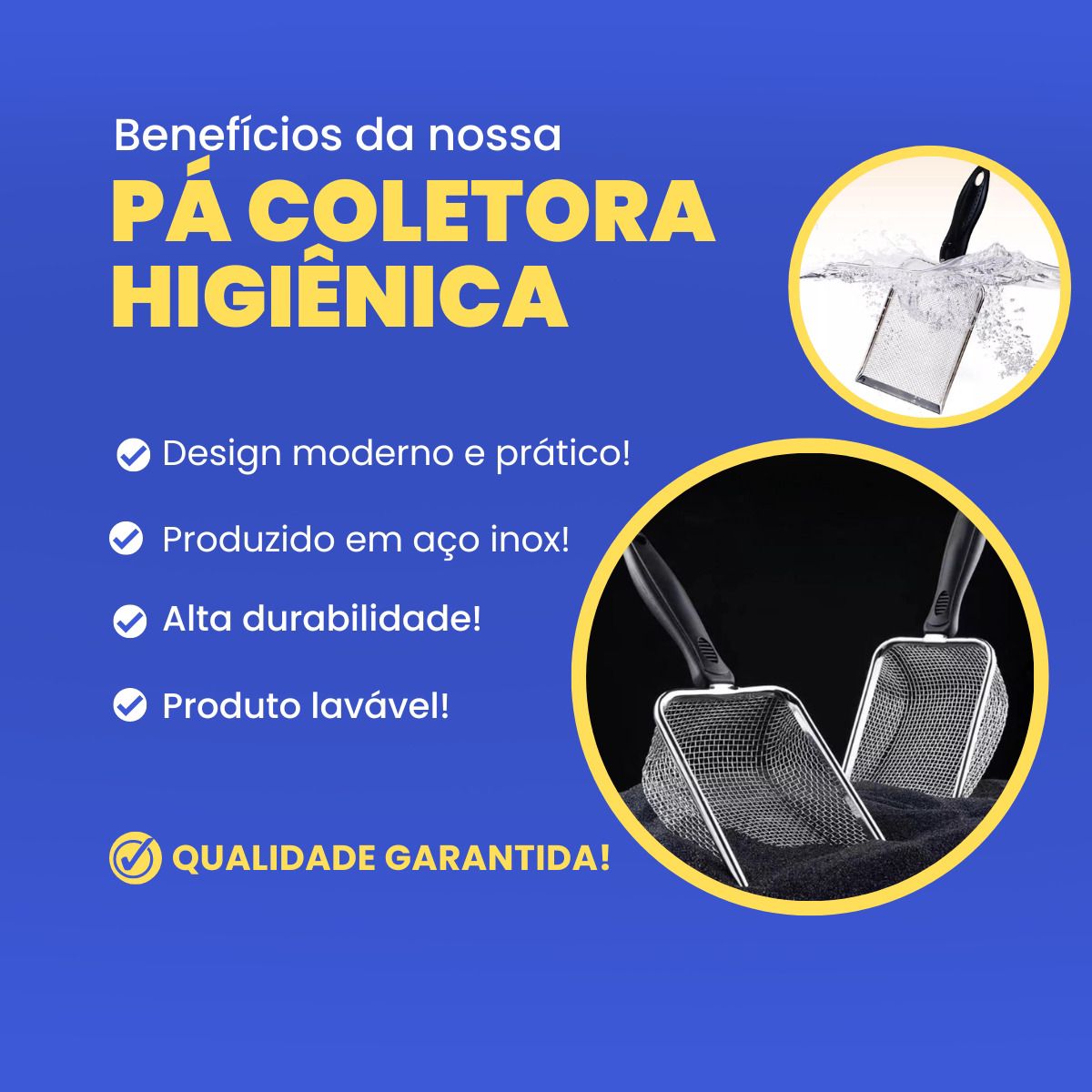 Pá de Malha Fina Coletora para Gatos Aço Inox