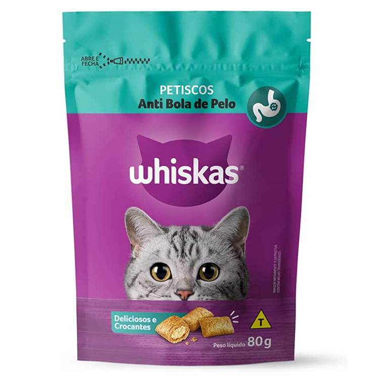 Petisco Whiskas Temptations Anti Bola de Pêlo para Gatos 80g