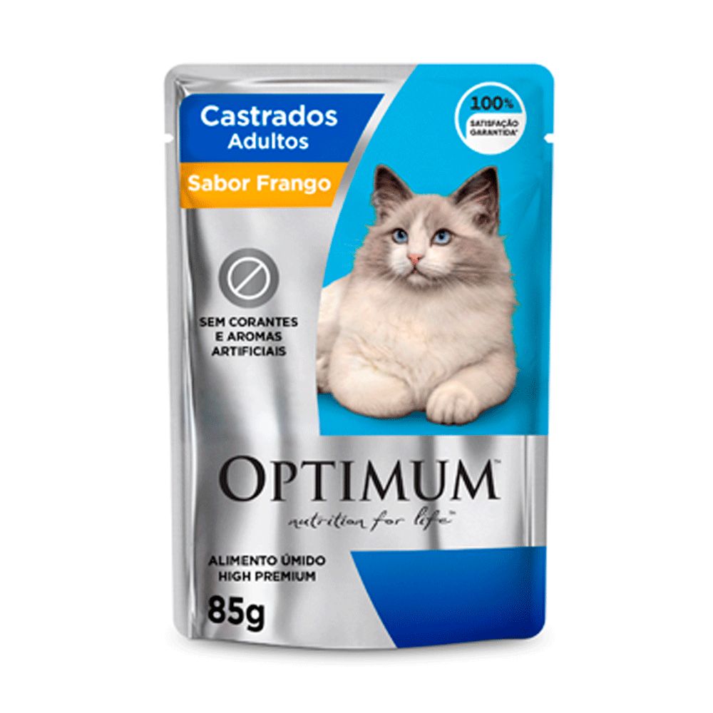 Alimento Úmido Optimum Gatos Adultos Castrados Frango 85g