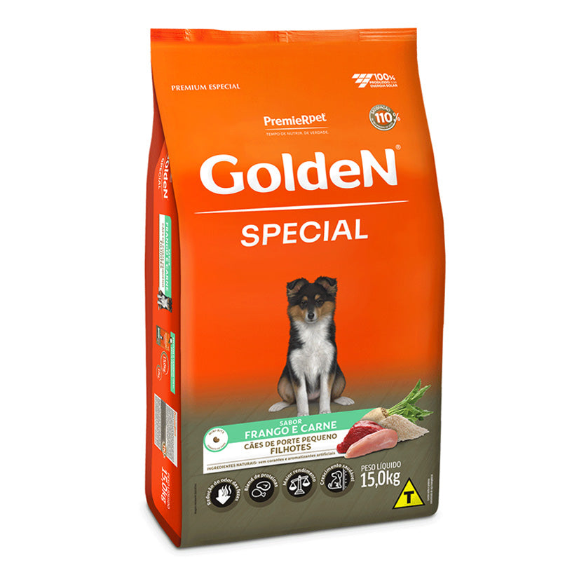 Ração Golden Special Cães Filhotes Porte Pequeno Frango e Carne 15kg