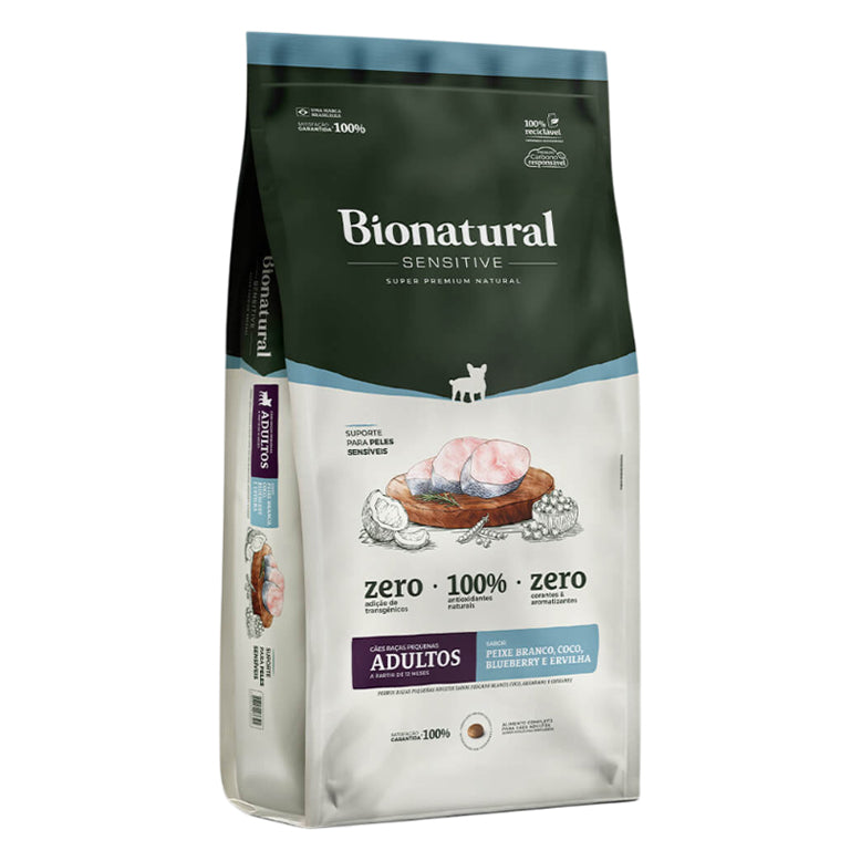 Ração Bionatural Sensitive Cães Adultos Raças Pequenas Peixe Branco 10,1kg