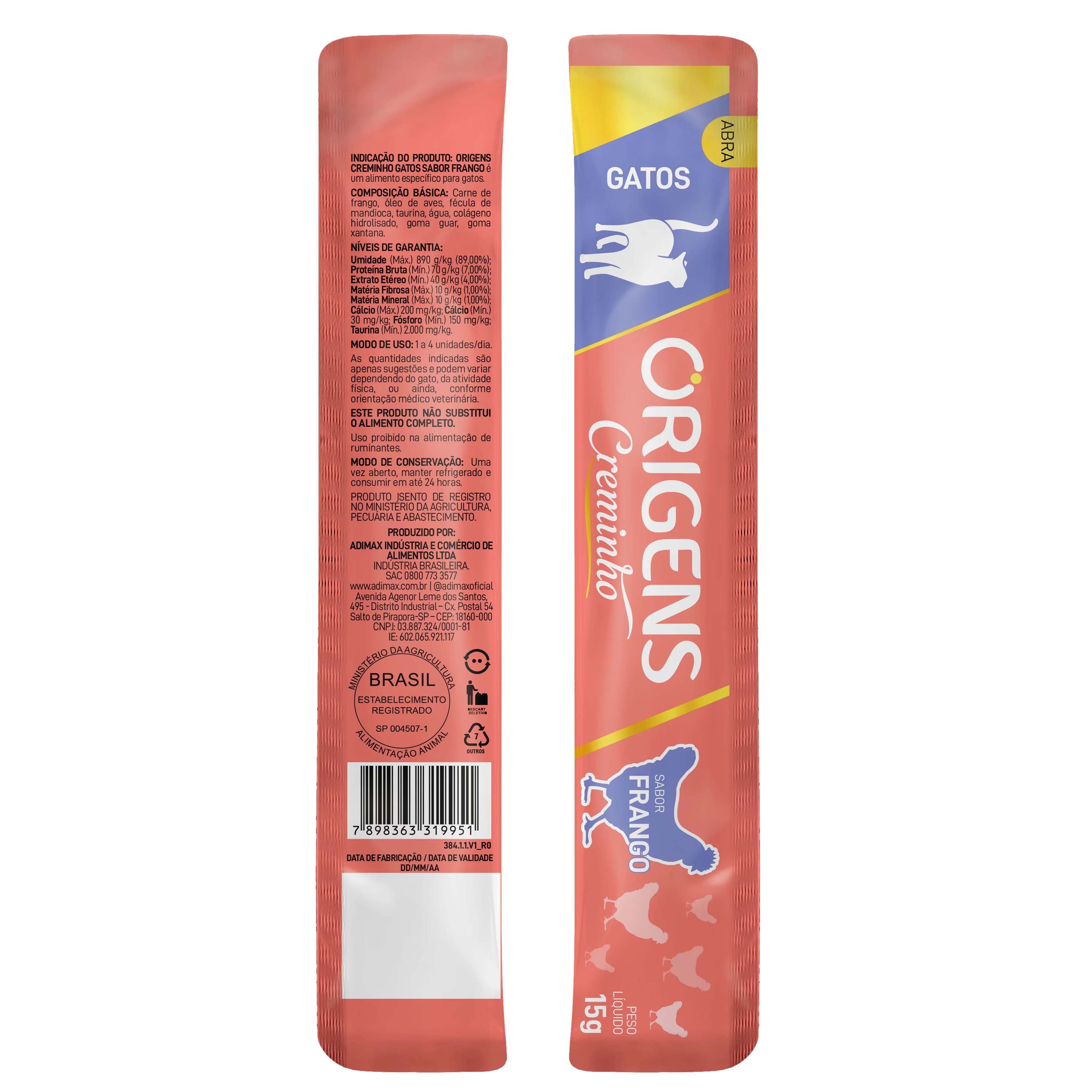 Snack para Gatos Origens Creminho Frango 60g