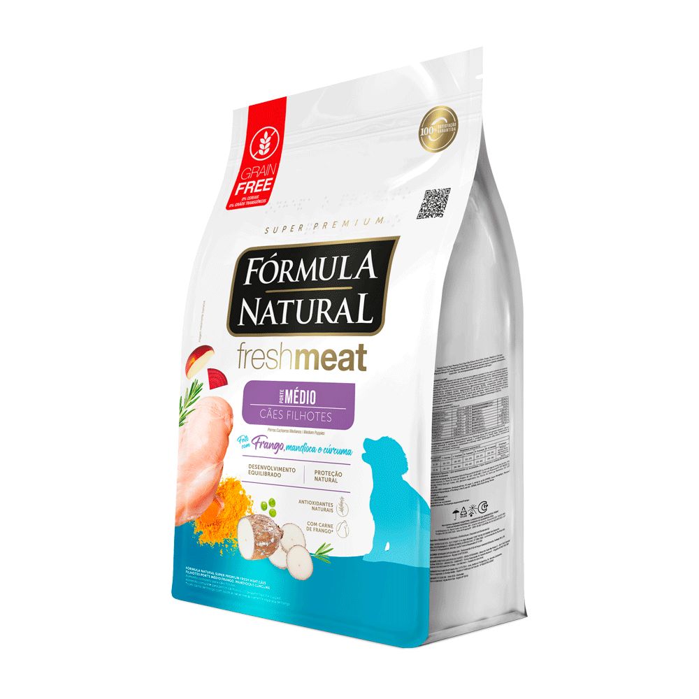 Ração Fórmula Natural Fresh Meat Cães Filhotes Raças Médias 12kg