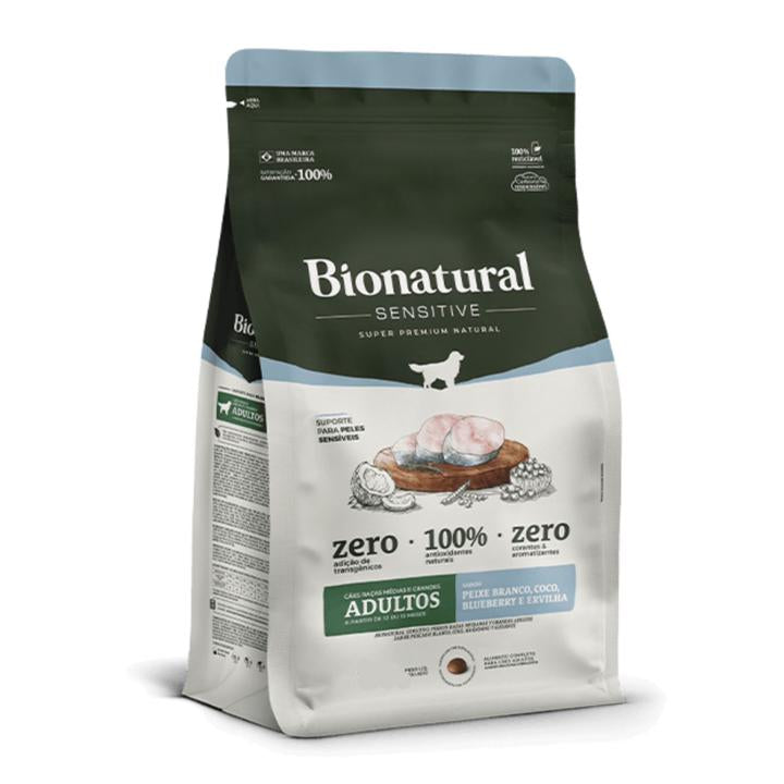 Ração Bionatural Sensitive Cães Adultos Raças Médias e Grandes Peixe Branco 15kg