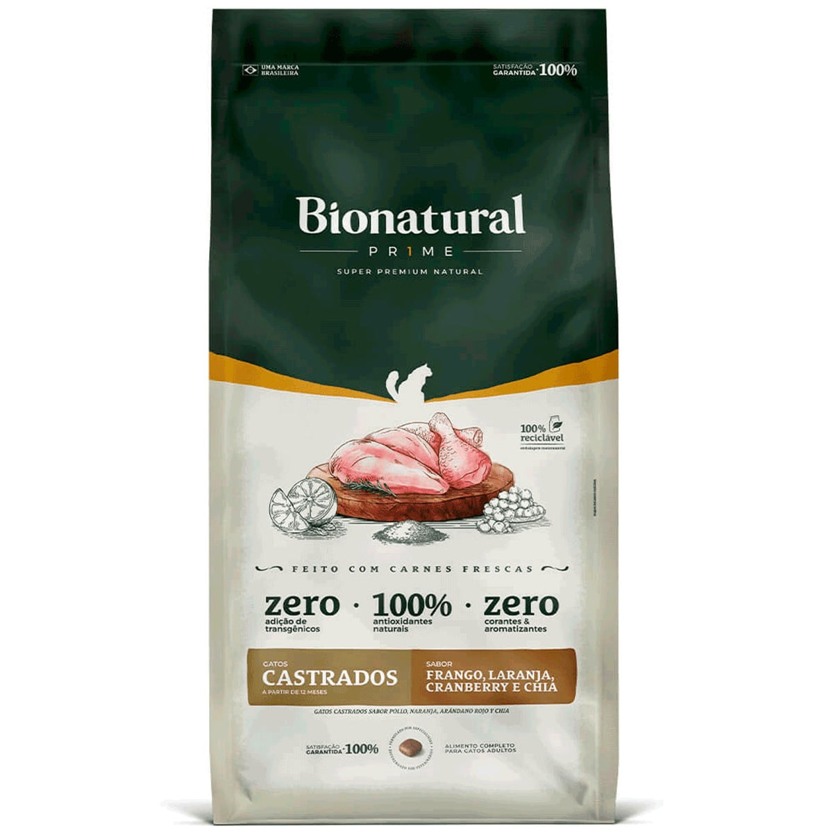 Ração Bionatural Prime Gatos Castrados Frango 20kg