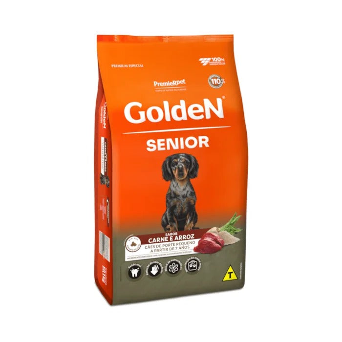 Ração Golden Fórmula Cães Sênior Mini Bits Carne e Arroz 3kg