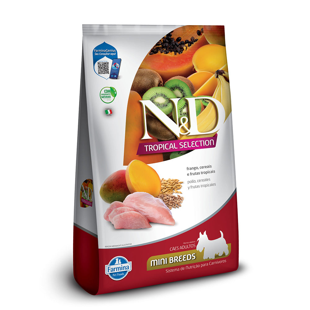 Ração N&D Tropical Selection Frango, Cereais e Frutas Tropicais Cães Adultos Raça Mini 2kg