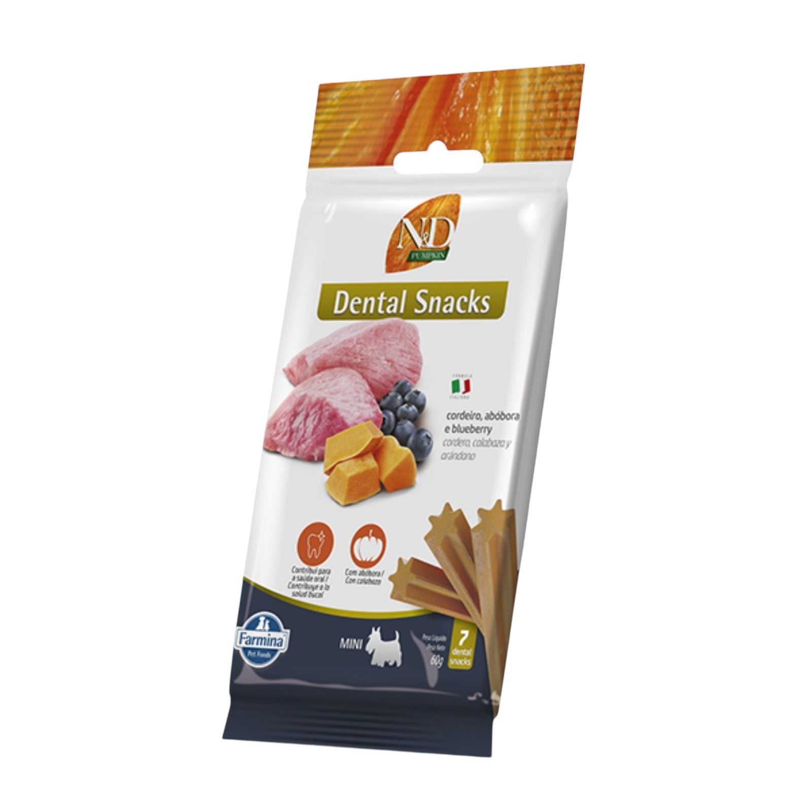 Snack N&D Pumpkin Cães Adultos Mini Cordeiro 60g