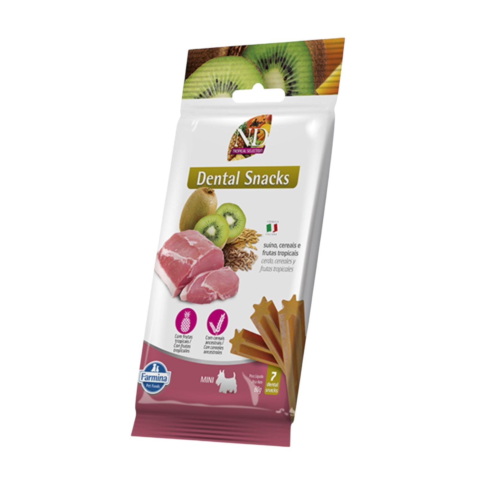 Snack N&D Tropical Cães Adultos Mini Suíno 60g