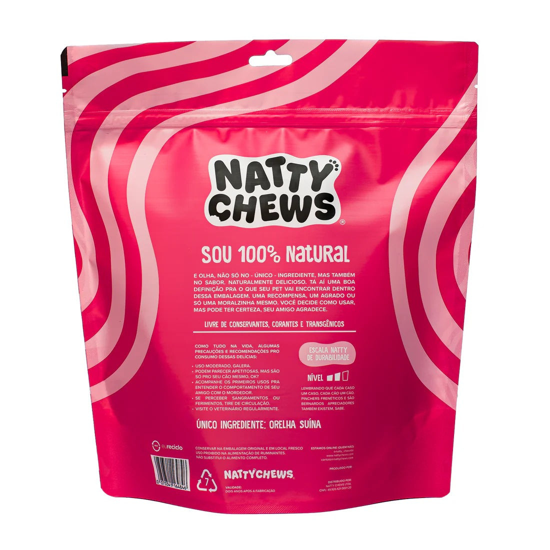 Petisco Orelhitas Natty Chews Orelha Suína Desidratada 3 unidades