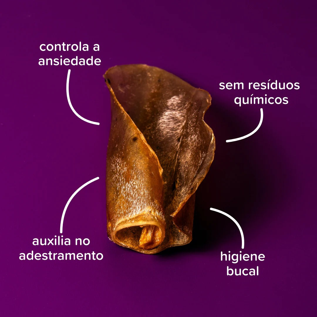 Petisco Orelhones Natty Chews Orelha Bovina Desidratada 3 unidades