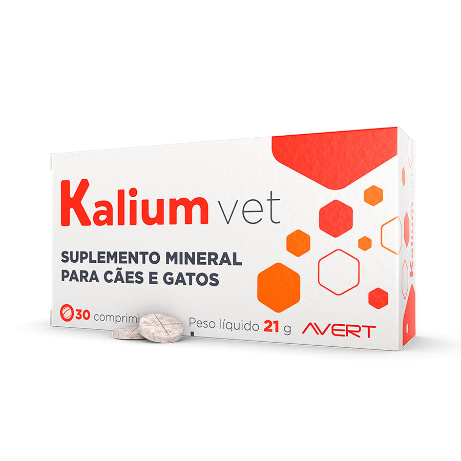 Suplemento Avert Kalium Vet para Cães e Gatos 30 Comprimidos