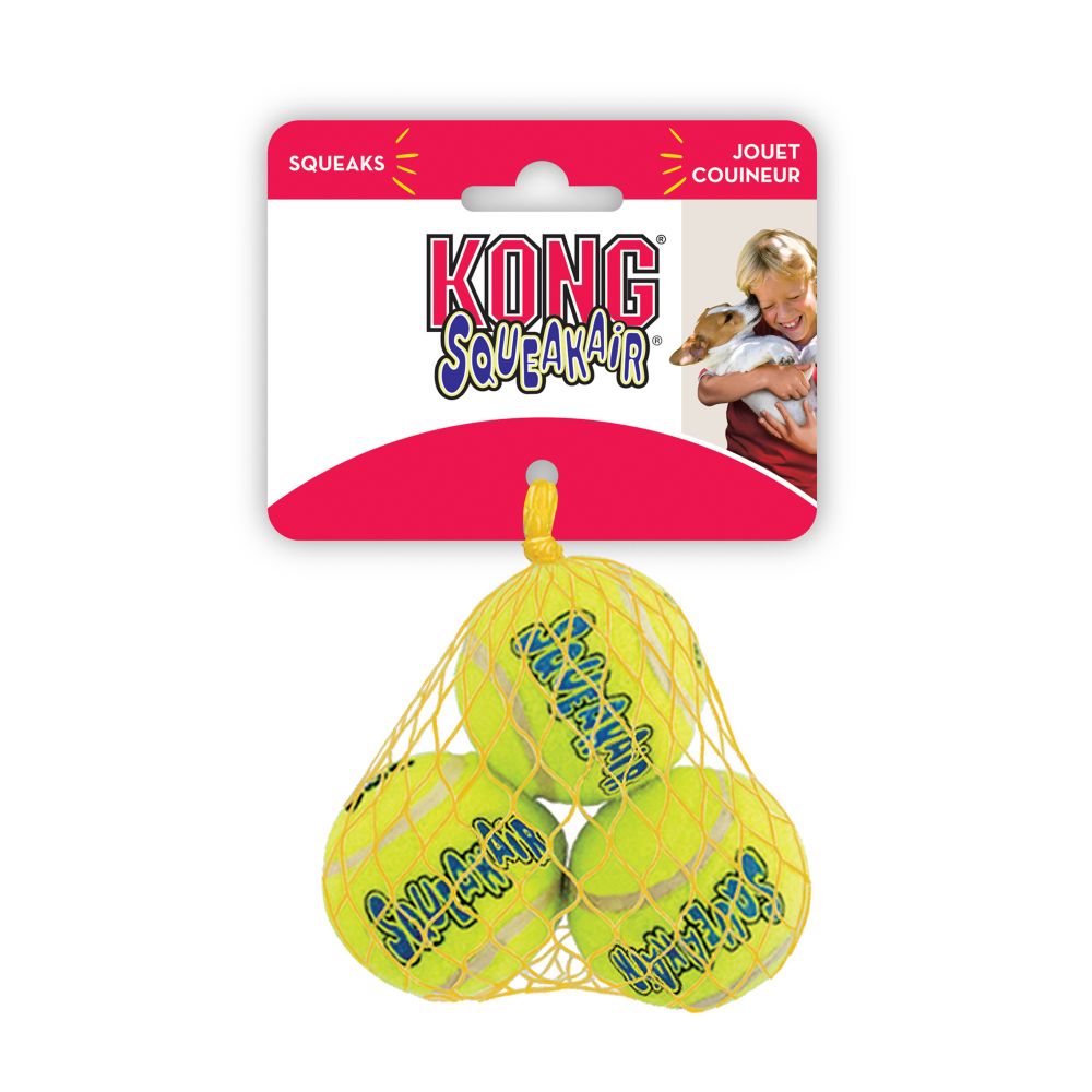 Brinquedo para Cachorro KONG AirDog Squeakair Bola de Tênis PP com 3