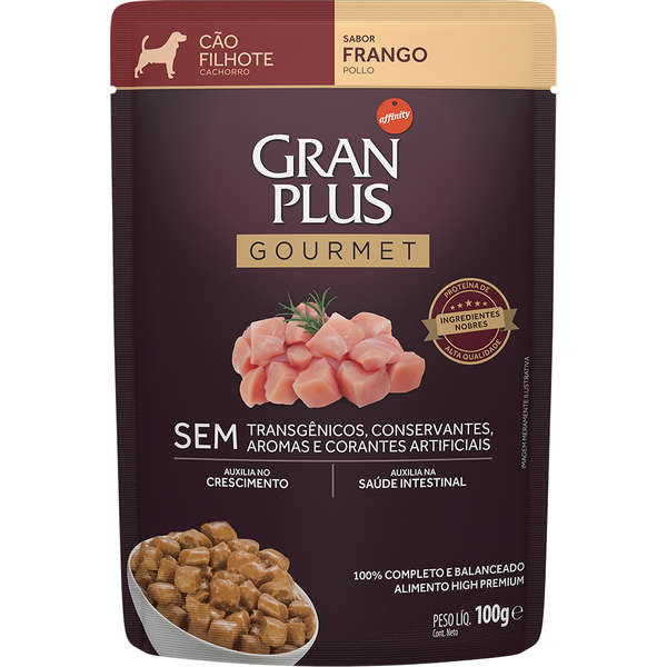 Alimento Úmido GranPlus Sachê Gourmet Cães Filhotes Frango 100g