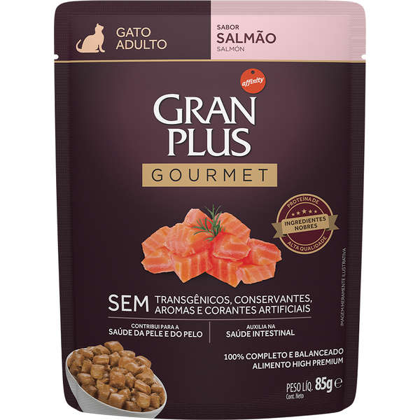 Alimento Úmido GranPlus Sachê Gourmet Gatos Adultos Salmão 85g