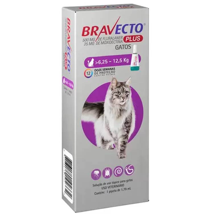 Antipulgas Bravecto Transdermal Plus Gatos 6,25 até 12,5kg