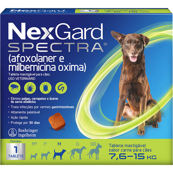 Antipulgas e Carrapatos NexGard Spectra para Cães de 7,6 a 15kg