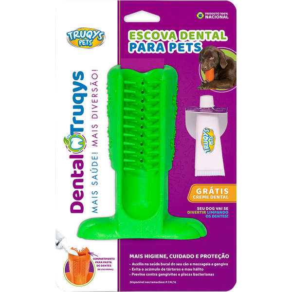 Escova Dental Truqys Pets Grande Verde para Cães