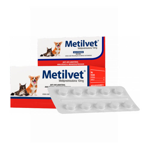 Metilvet 10mg Anti-Inflamatório para Cães e Gatos
