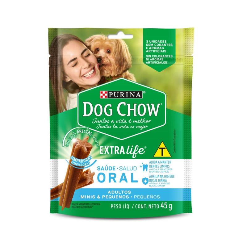 Petisco Dog Chow Oral Extra Life Cães Raças Pequenas e Mini 45g