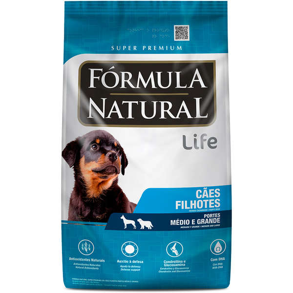 Ração Fórmula Natural Life Cães Filhotes Raças Médias e Grandes 15kg