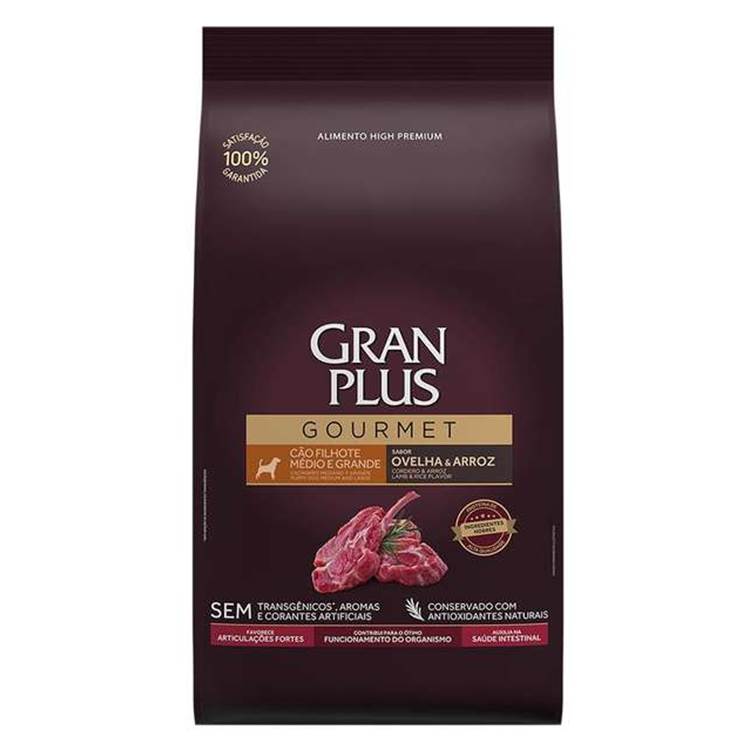 Ração GranPlus Gourmet Cães Filhotes Raças Médias e Grandes Ovelha e Arroz 3kg