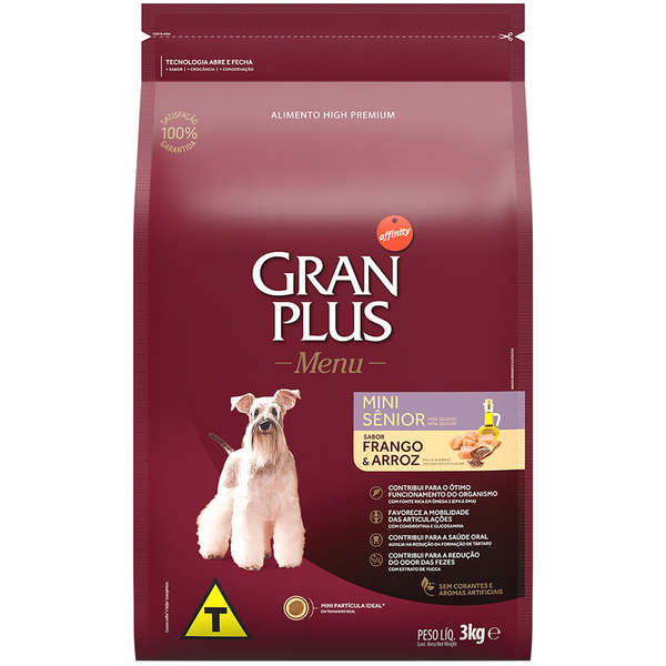 Ração GranPlus Menu Cães Mini Sênior Frango e Arroz 3kg