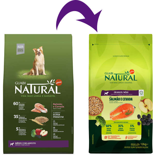 Ração Guabi Natural Cão Adulto Raças Médias Salmão e Cevada 12kg