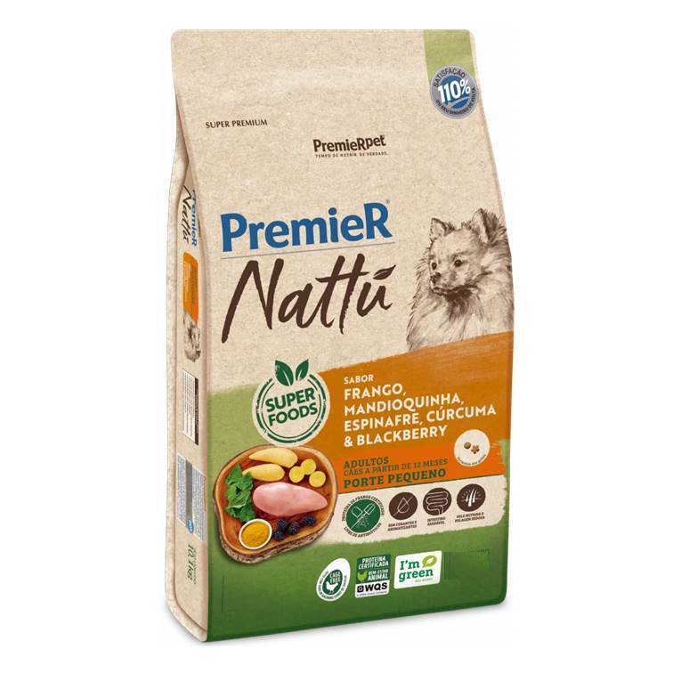 Ração Premier Nattú Mandioquinha Cães Adultos Raças Pequenas 2,5kg