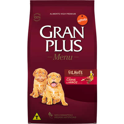 Ração GranPlus Menu Cães Filhotes Carne e Arroz 15kg