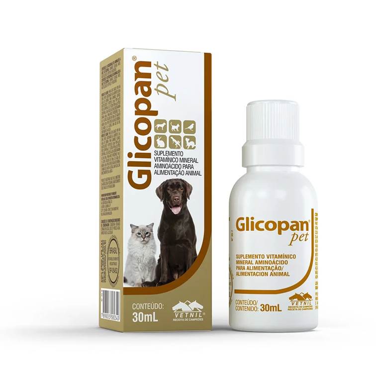 Suplemento Vitamínico Glicopan Pet Vetnil Gotas 30ml