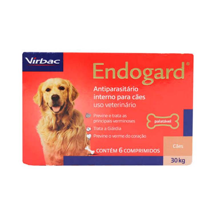 Vermífugo Endogard 30kg Virbac 6 comprimidos