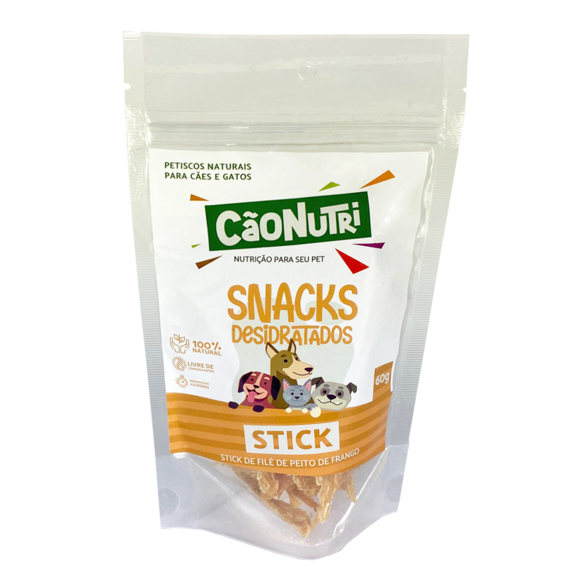 Petisco Natural Cão Nutri Sticks Desidratados Frango 60g