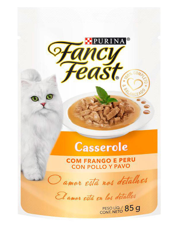 Alimento Úmido Fancy Feast Sachê Casserole Frango e Peru 85g