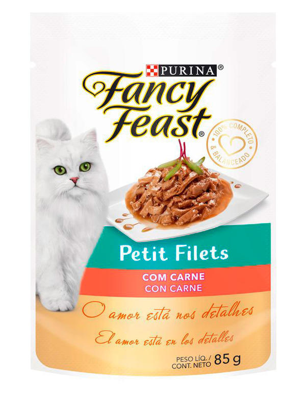 Alimento Úmido Fancy Feast Sachê Petit Filets Carne 85g